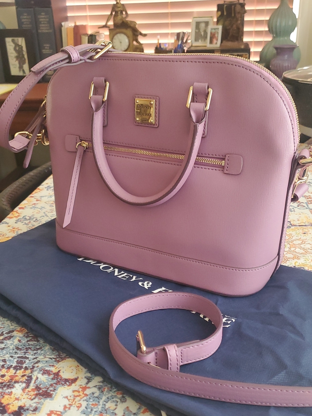Dooney & Bourke Lilac Dome Satchel with Gold Hardware - Picture 1 of 11